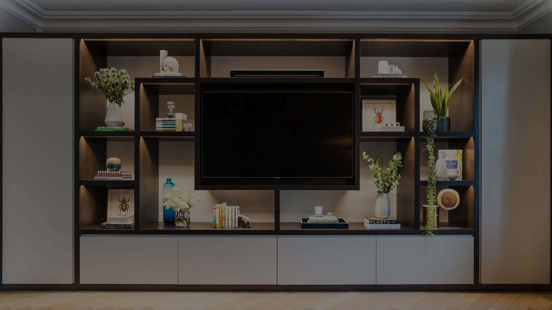 Befilo bespoke media wall in a London home